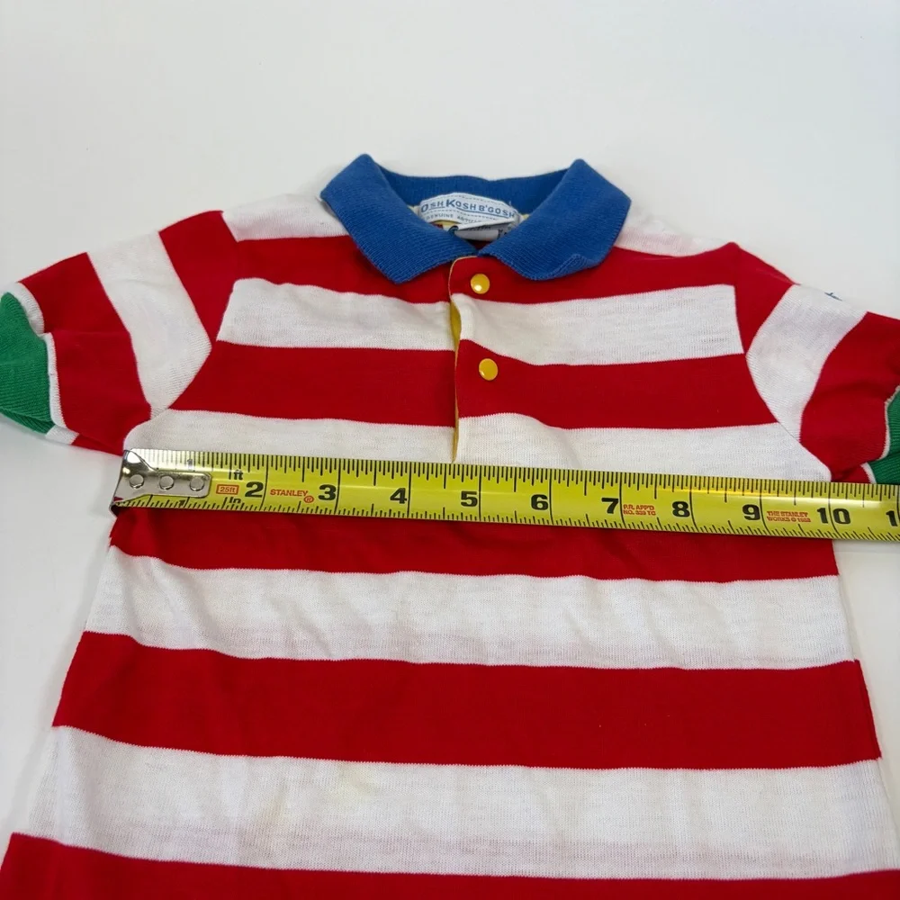 VTG OshKosh B’Gosh 4T Striped Primary Secondary Colors‎ Polo Made in USA